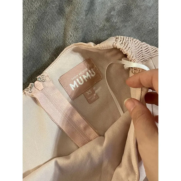 NWOT SMY MuMu Shannon One Shoulder Formal Dress Maxi‎ Size XS Dusty Blush Crisp - Picture 6 of 13